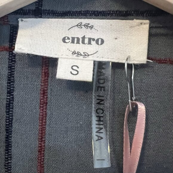 Entro Reddish Women Green ShirtDress Plaid Small Size Belt Buttons Long Sleeves - Picture 5 of 12